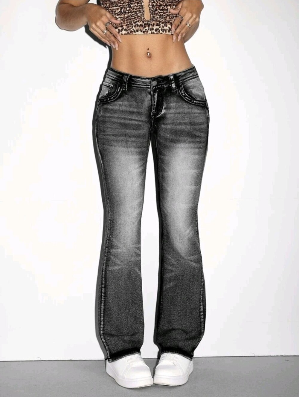 Women's High-Rise Faded Black Bootcut Jeans